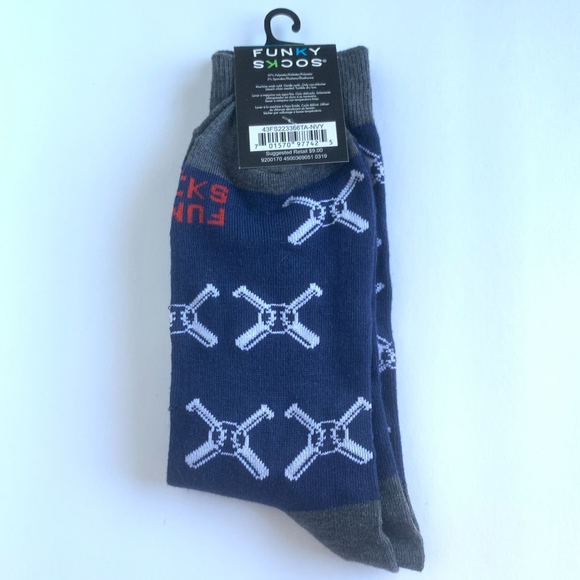 Funky Socks Men's Blue Crew Dress Socks Baseball - Picture 4 of 5
